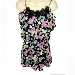 Romper- Floral on-off shoulder Like New Size Small-Fully Lined